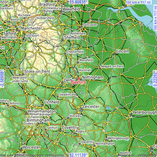 Topographic map of Basford
