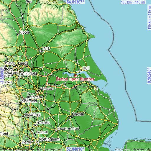 Topographic map of Barton upon Humber