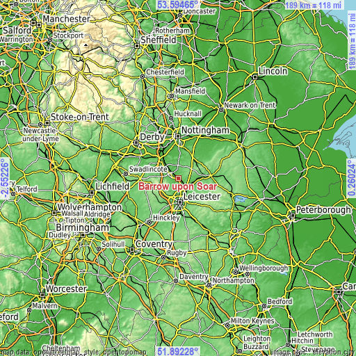 Topographic map of Barrow upon Soar