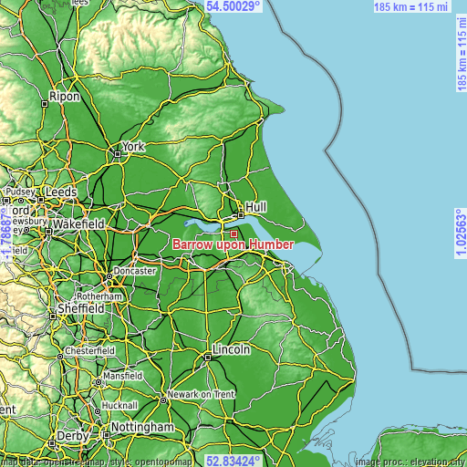 Topographic map of Barrow upon Humber