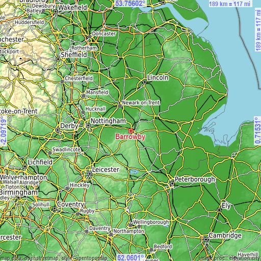 Topographic map of Barrowby