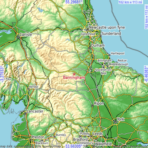 Topographic map of Barningham
