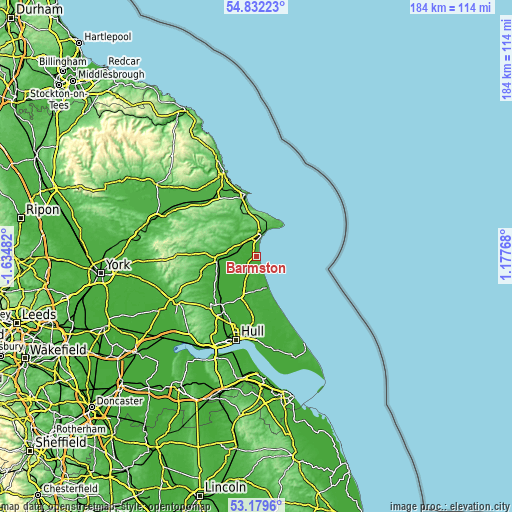 Topographic map of Barmston