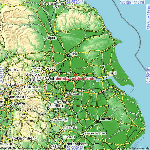 Topographic map of Barmby on the Marsh