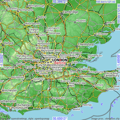 Topographic map of Barking