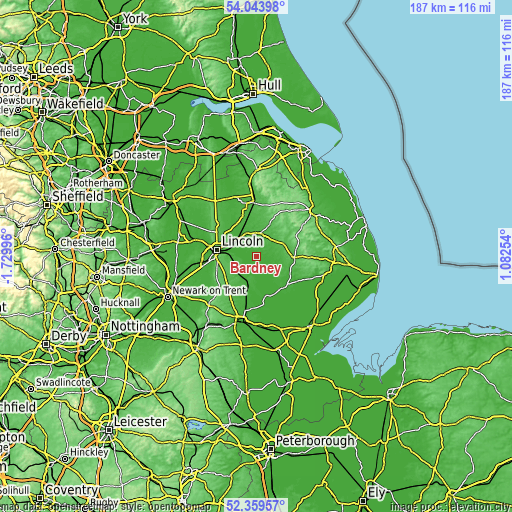 Topographic map of Bardney