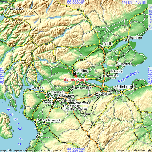 Topographic map of Bannockburn