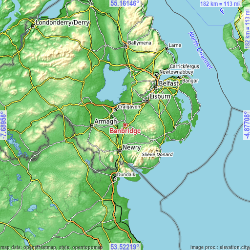 Topographic map of Banbridge