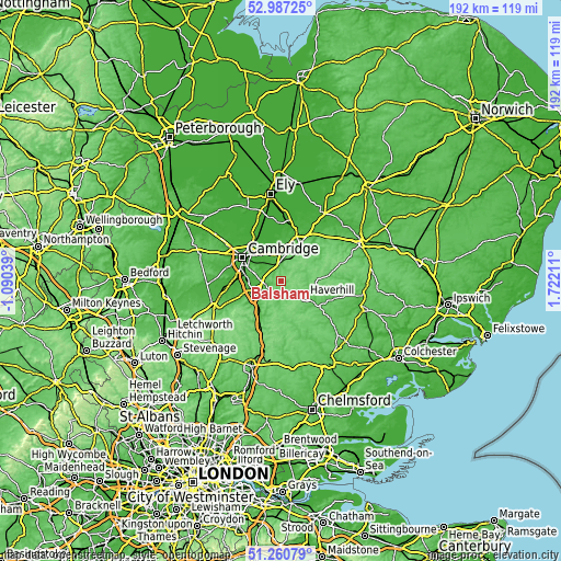 Topographic map of Balsham