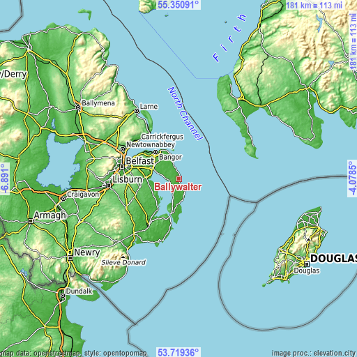 Topographic map of Ballywalter