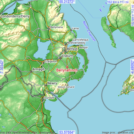 Topographic map of Ballynahinch