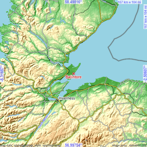 Topographic map of Balintore