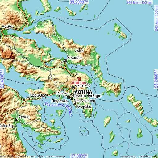 Topographic map of Afidnés