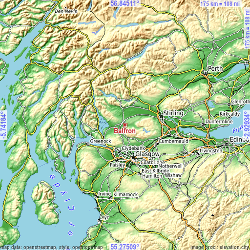 Topographic map of Balfron