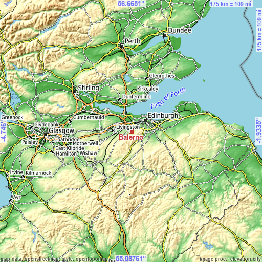Topographic map of Balerno