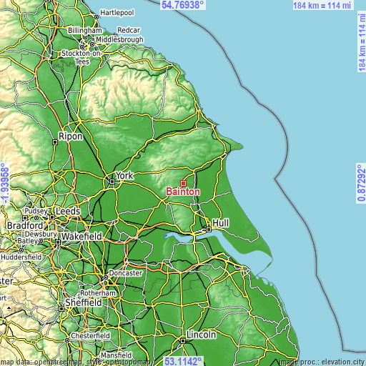 Topographic map of Bainton