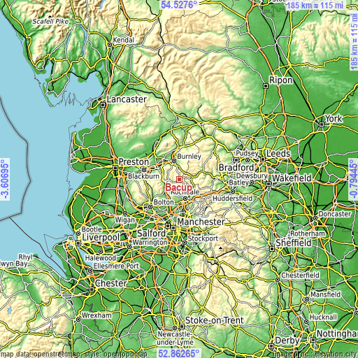 Topographic map of Bacup