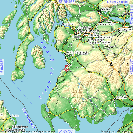 Topographic map of Ayr