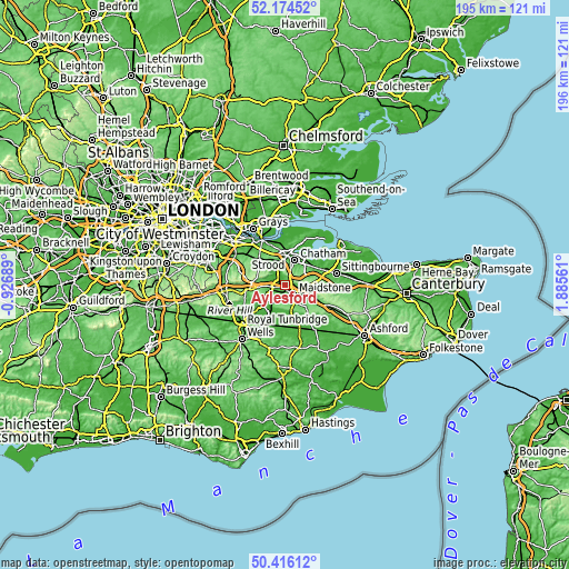 Topographic map of Aylesford