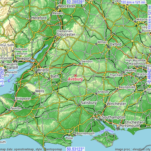 Topographic map of Avebury