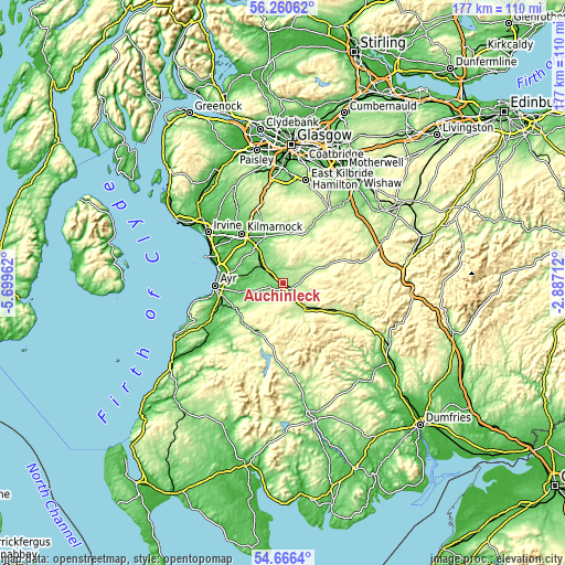 Topographic map of Auchinleck