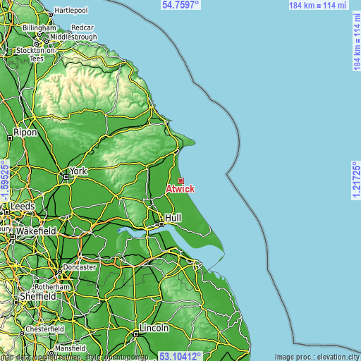 Topographic map of Atwick