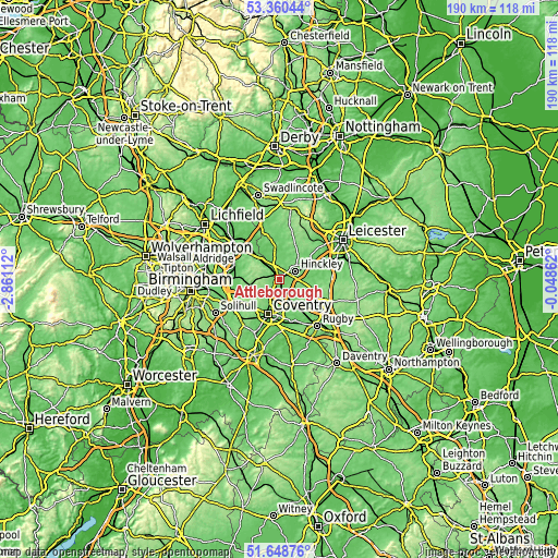 Topographic map of Attleborough