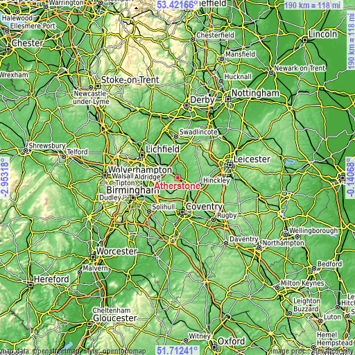 Topographic map of Atherstone