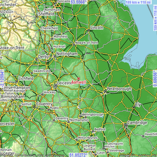 Topographic map of Ashwell