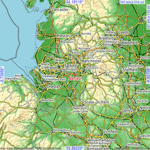 Topographic map of Ashley