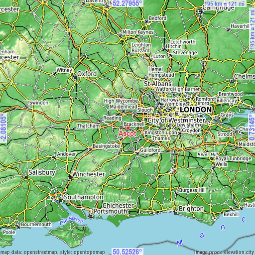 Topographic map of Ascot