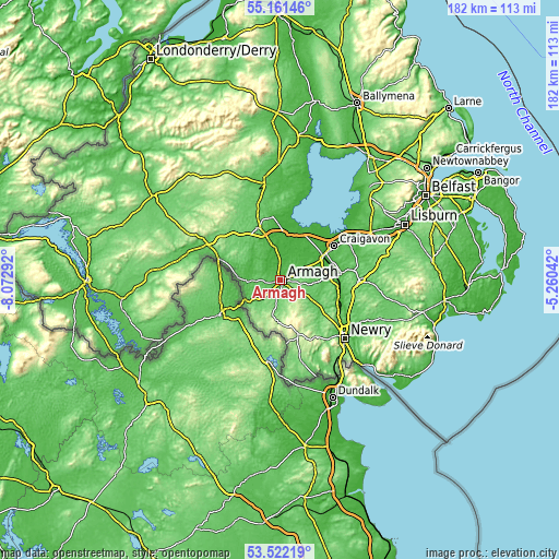 Topographic map of Armagh