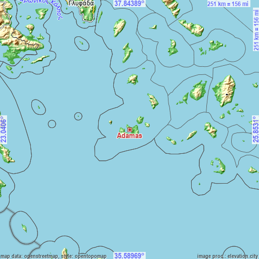 Topographic map of Adámas