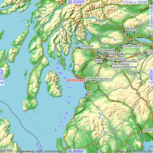 Topographic map of Ardrossan