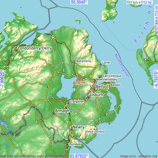 Topographic map of Antrim