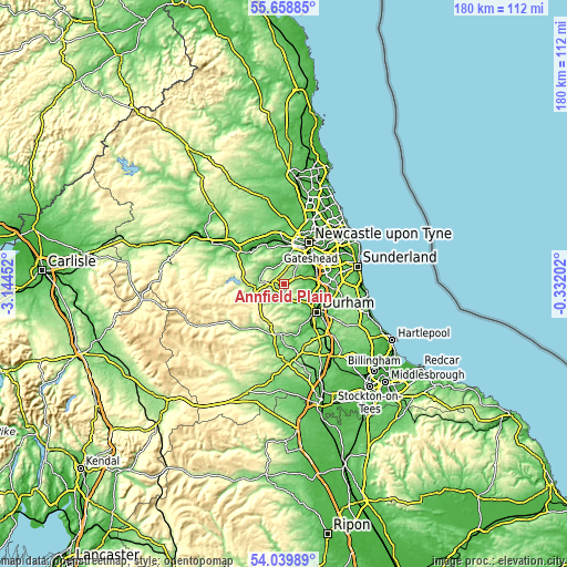 Topographic map of Annfield Plain