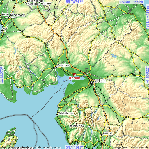Topographic map of Annan