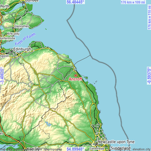 Topographic map of Ancroft