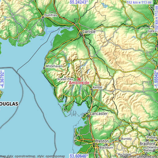 Topographic map of Ambleside