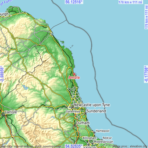 Topographic map of Amble