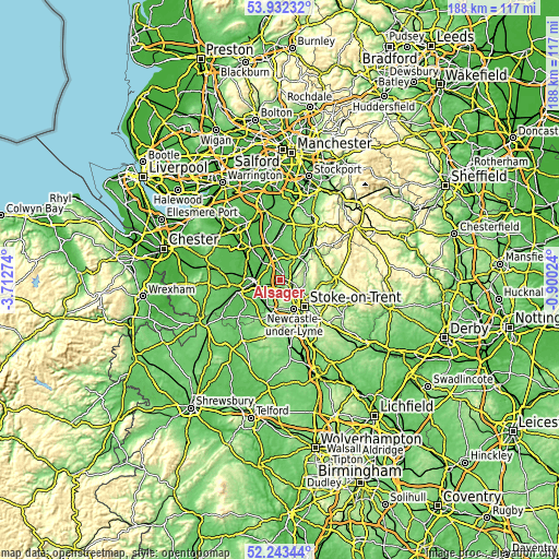 Topographic map of Alsager