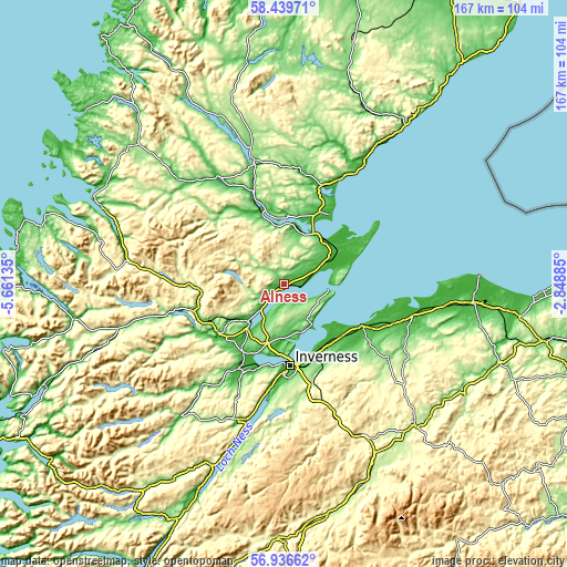 Topographic map of Alness