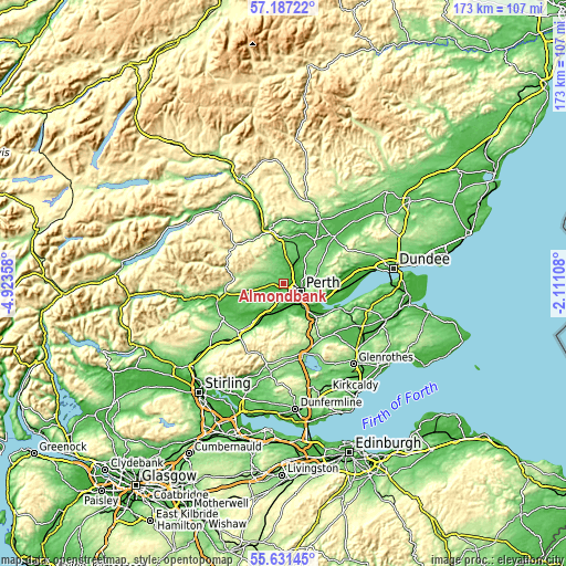 Topographic map of Almondbank