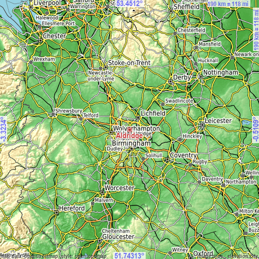 Topographic map of Aldridge