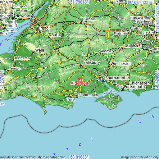 Topographic map of Alderholt