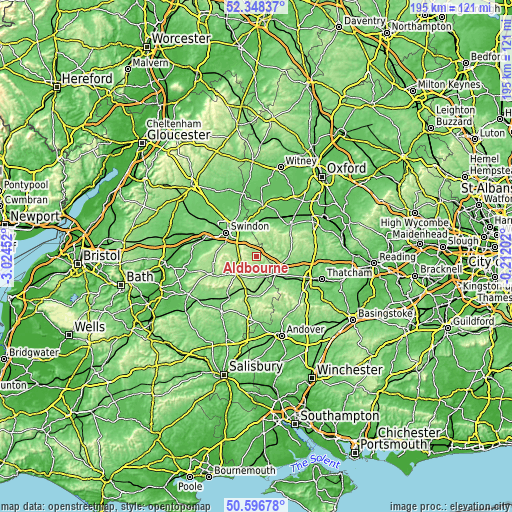 Topographic map of Aldbourne