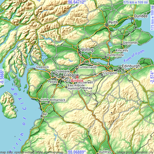 Topographic map of Airdrie