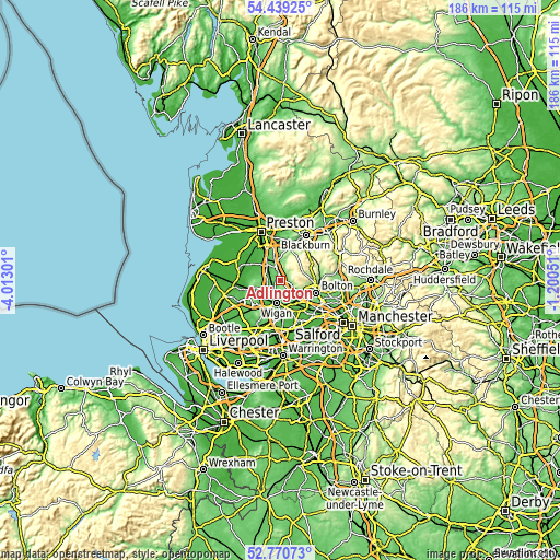 Topographic map of Adlington