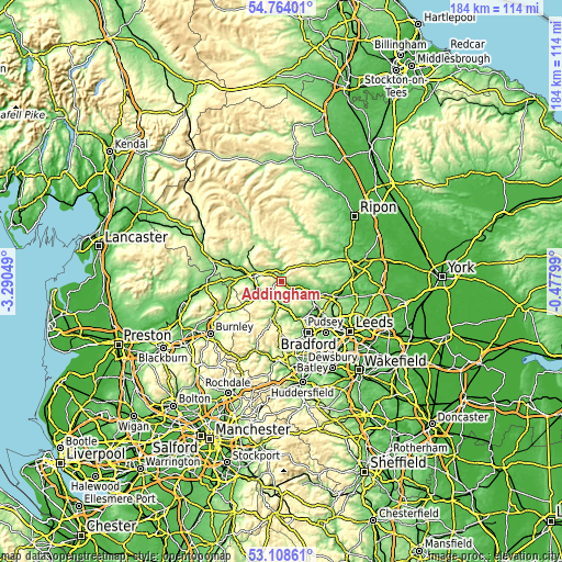 Topographic map of Addingham