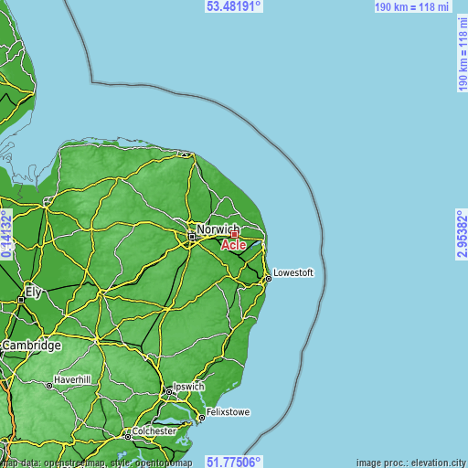 Topographic map of Acle